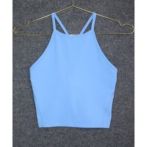 Lululemon Shirt Women 4 Blue Soft Stretch Cropped Cross Back Tank Top Athleisure